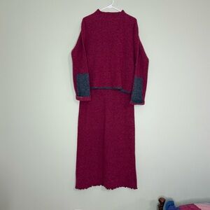 Vtg Margaret O'Leary 2 piece sweater dress merino wool colorblock skirt sweater